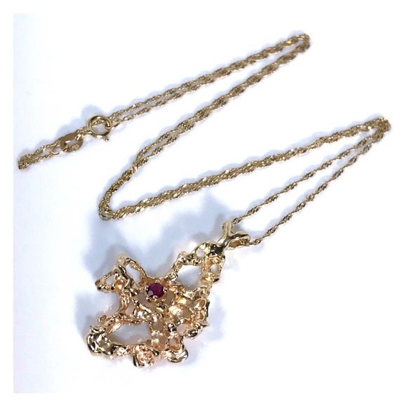 STAMPED CHAIN | Jewelry | 4kt Genuine Ruby Stop Light Red Freeform ...